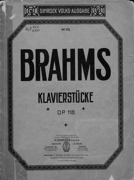 Обложка книги  «Sechs Klavierstucke v. J. Brahms»