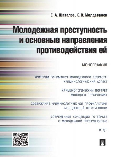 Обложка книги  «Молодежная преступность и основные направления противодействия ей. Монография»